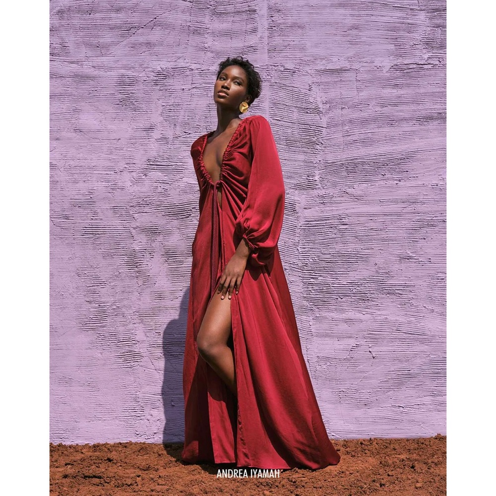 NWT Andrea Iyamah Neema Maxi Robe Dress Resort Wear Womens Size L/XL